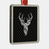Stijlvol zilver-deer op koolstofvezel metalen ornament (Rechts)