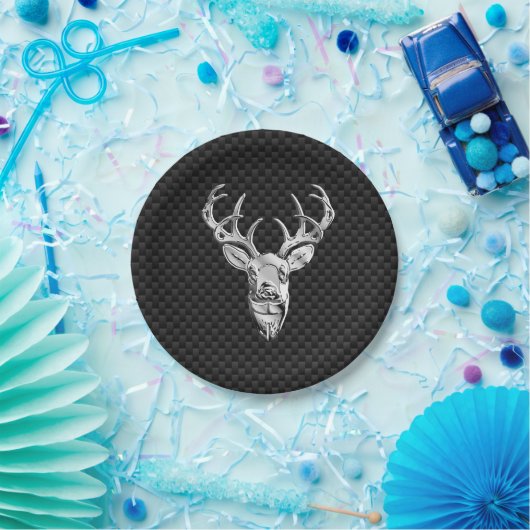 Stijlvol zilver-deer op koolstofvezel papieren bordje (Feest)
