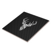 Stijlvol zilver-deer op koolstofvezel tegeltje (Zijkant)