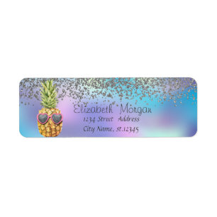 Stijlvol Zilver Diamanten Ananas Holografisch Etiket