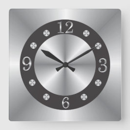 Stijlvol zilver en zwart vierkante klok