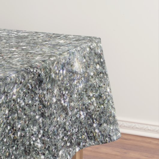 Stijlvol zilver Glitter Glitz Photo Tablecloth Tafelkleed (Voorbeeld)