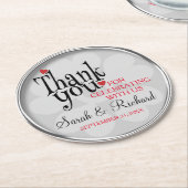 Stijlvol Zilver Grijzige bruiloft Dank je Ronde Kartonnen Onderzetter (Gebogen)