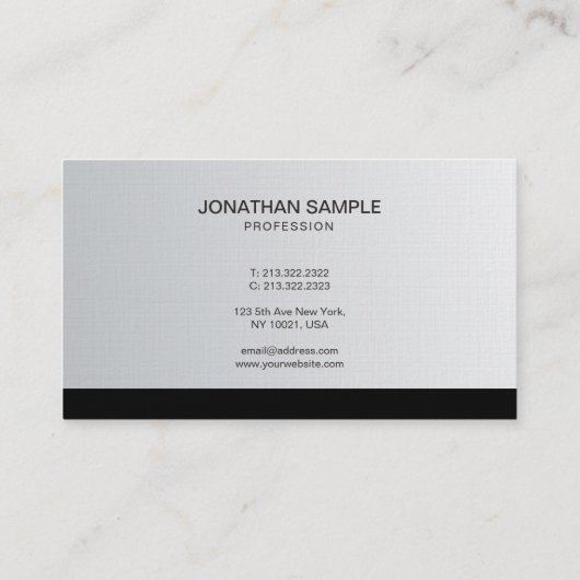 Stijlvol, zilver minimalistisch design, luxe luxe visitekaartje (Achterkant)