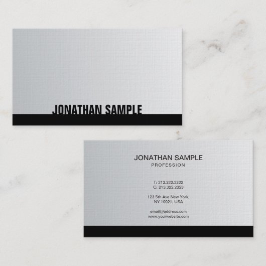 Stijlvol, zilver minimalistisch design, luxe luxe visitekaartje (Voorkant / Achterkant)