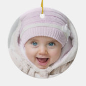 Stijlvol zilver roze snowflake Baby, eerste kerstd Keramisch Ornament (Achterkant)