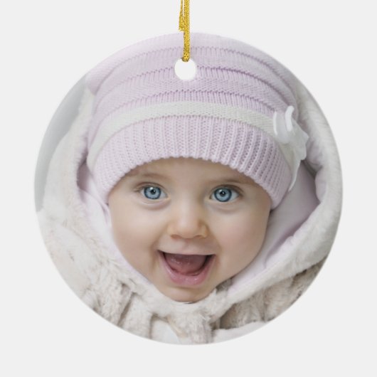 Stijlvol zilver roze snowflake Baby, eerste kerstd Keramisch Ornament (Achterkant)