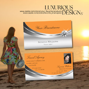 Stijlvol zilver Sinaasappel met foto's met Sparkle Visitekaartje