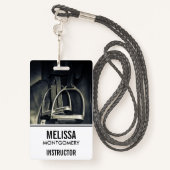 Stijlvol zilver Stirrups op het Engelse zadelzadje Badge (Achterkant met draagriem)