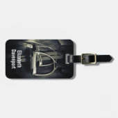 Stijlvol zilver Stirrups op het Engelse zadelzadje Bagagelabel (Voorkant horizontaal)