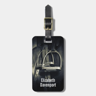 Stijlvol zilver Stirrups op het Engelse zadelzadje Bagagelabel