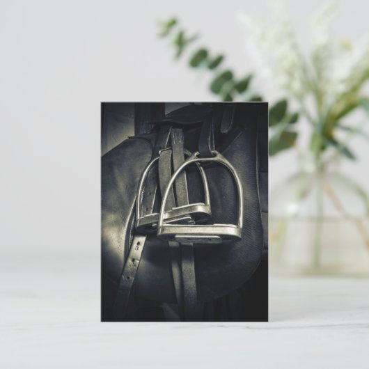 Stijlvol zilver Stirrups op het Engelse zadelzadje Briefkaart (Staand voorkant)