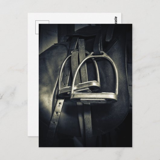 Stijlvol zilver Stirrups op het Engelse zadelzadje Briefkaart (Voorkant / Achterkant)