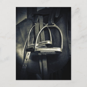 Stijlvol zilver Stirrups op het Engelse zadelzadje Briefkaart
