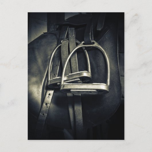 Stijlvol zilver Stirrups op het Engelse zadelzadje Briefkaart (Voorkant)