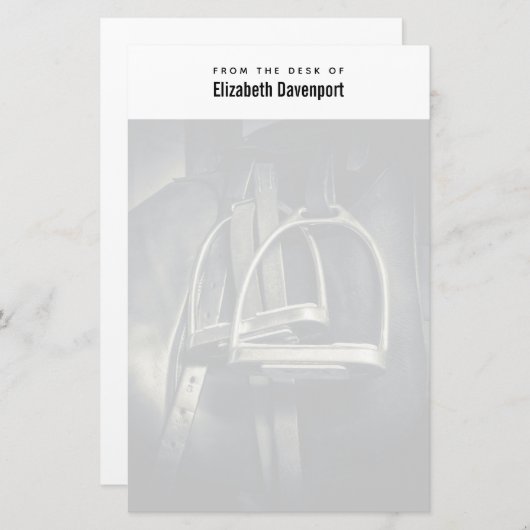 Stijlvol zilver Stirrups op het Engelse zadelzadje Briefpapier (Voorkant / Achterkant)