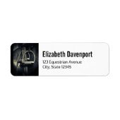 Stijlvol zilver Stirrups op het Engelse zadelzadje Etiket (Voorkant)