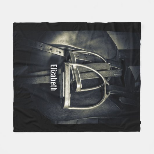 Stijlvol zilver Stirrups op het Engelse zadelzadje Fleece Deken (Voorkant (Horizontaal))