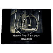 Stijlvol zilver Stirrups op het Engelse zadelzadje Groot Cadeauzakje (Voorkant)