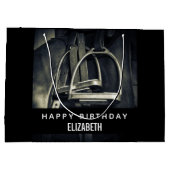 Stijlvol zilver Stirrups op het Engelse zadelzadje Groot Cadeauzakje (Achterkant)