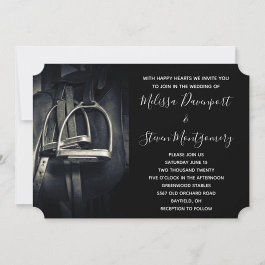 Stijlvol zilver Stirrups op het Engelse zadelzadje Kaart (Voorkant)