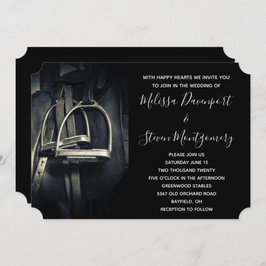 Stijlvol zilver Stirrups op het Engelse zadelzadje Kaart (Voorkant / Achterkant)