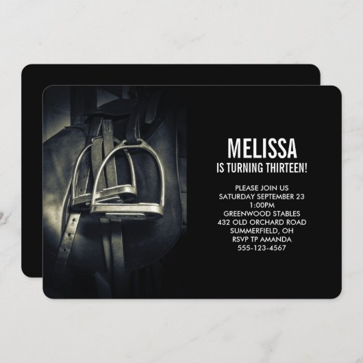 Stijlvol zilver Stirrups op het Engelse zadelzadje Kaart (Voorkant / Achterkant)