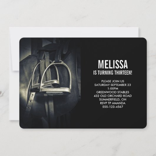 Stijlvol zilver Stirrups op het Engelse zadelzadje Kaart (Voorkant)