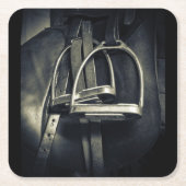 Stijlvol zilver Stirrups op het Engelse zadelzadje Kartonnen Onderzetters (Voorkant)