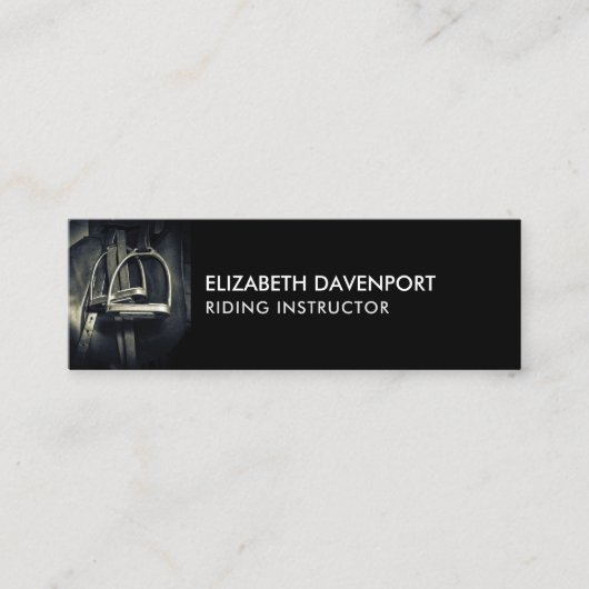 Stijlvol zilver Stirrups op het Engelse zadelzadje Mini Visitekaartje (Voorkant)