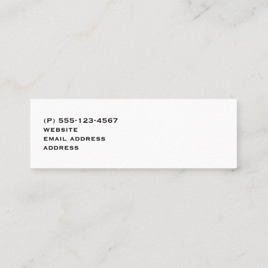 Stijlvol zilver Stirrups op het Engelse zadelzadje Mini Visitekaartje (Achterkant)