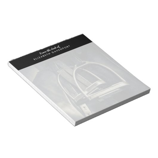 Stijlvol zilver Stirrups op het Engelse zadelzadje Notitieblok (Schuin)