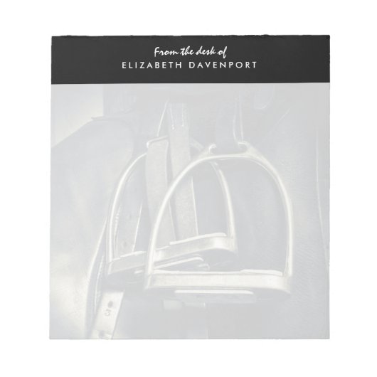 Stijlvol zilver Stirrups op het Engelse zadelzadje Notitieblok (Voorkant)