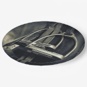 Stijlvol zilver Stirrups op het Engelse zadelzadje Papieren Bordje (Gekanteld)