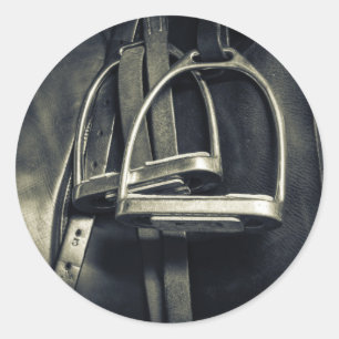 Stijlvol zilver Stirrups op het Engelse zadelzadje Ronde Sticker