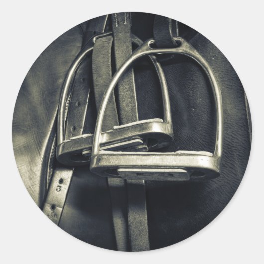 Stijlvol zilver Stirrups op het Engelse zadelzadje Ronde Sticker (Voorkant)