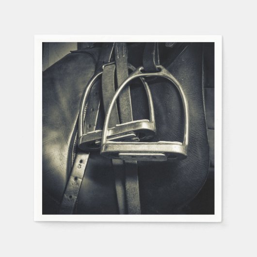 Stijlvol zilver Stirrups op het Engelse zadelzadje Servet (Voorkant)