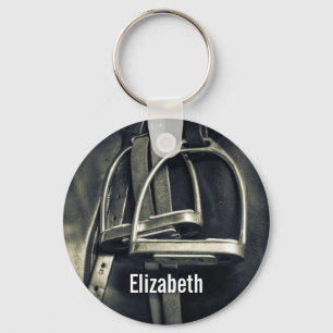 Stijlvol zilver Stirrups op het Engelse zadelzadje Sleutelhanger