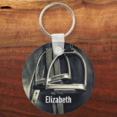Stijlvol zilver Stirrups op het Engelse zadelzadje Sleutelhanger (Voorkant)