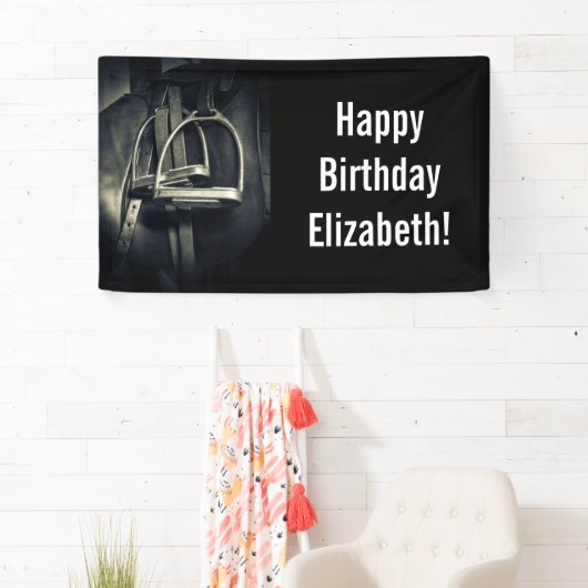 Stijlvol zilver Stirrups op het Engelse zadelzadje Spandoek (Insitu)