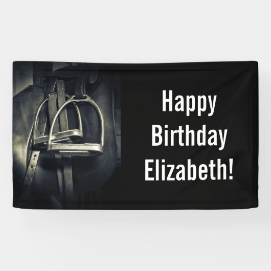 Stijlvol zilver Stirrups op het Engelse zadelzadje Spandoek (Horizontaal)