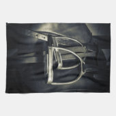 Stijlvol zilver Stirrups op het Engelse zadelzadje Theedoek (Horizontaal)