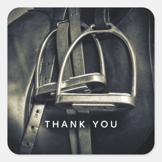 Stijlvol zilver Stirrups op het Engelse zadelzadje Vierkante Sticker (Voorkant)