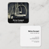 Stijlvol zilver Stirrups op het Engelse zadelzadje Vierkante Visitekaartje (Voorkant / Achterkant)