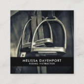 Stijlvol zilver Stirrups op het Engelse zadelzadje Vierkante Visitekaartje (Voorkant)