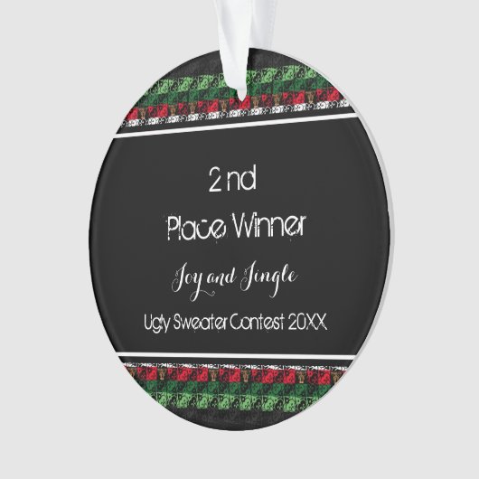 Stijlvol Zilver Ugly Sweater Medallion 2de plaats Ornament (voorkant)