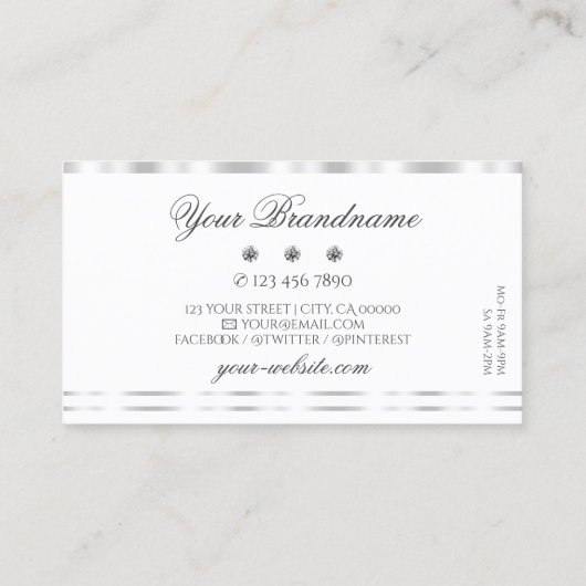 Stijlvol zilver White Sparking Diamonds Elegant Visitekaartje (Achterkant)