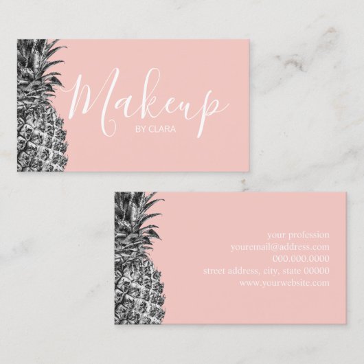Stijlvol zilverananananas-make-up kunstenaar visitekaartje (Voorkant / Achterkant)
