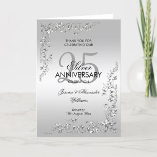 Stijlvol zilverdecoratie ZilverJubileum Bedankkaart