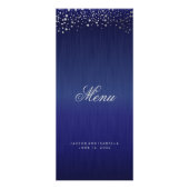 Stijlvol zilveren Confetti Stippen | Blauw - Menu (Voorkant)